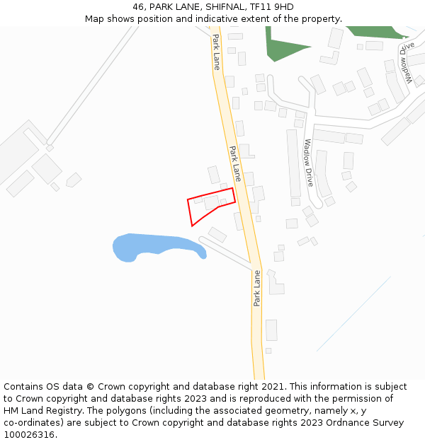 46, PARK LANE, SHIFNAL, TF11 9HD: Location map and indicative extent of plot