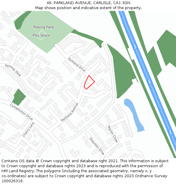 46, PARKLAND AVENUE, CARLISLE, CA1 3GN: Location map and indicative extent of plot