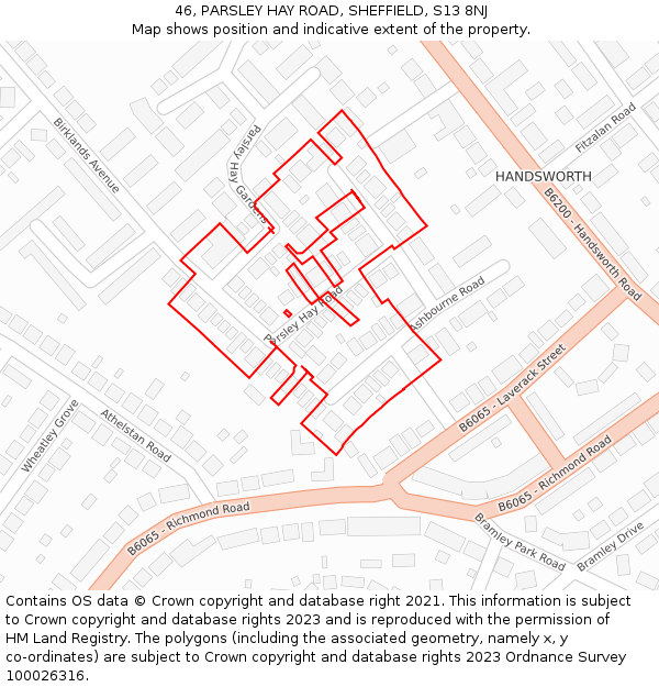 46, PARSLEY HAY ROAD, SHEFFIELD, S13 8NJ: Location map and indicative extent of plot