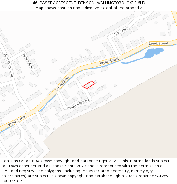 46, PASSEY CRESCENT, BENSON, WALLINGFORD, OX10 6LD: Location map and indicative extent of plot