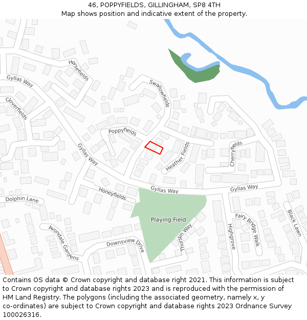 46, POPPYFIELDS, GILLINGHAM, SP8 4TH: Location map and indicative extent of plot
