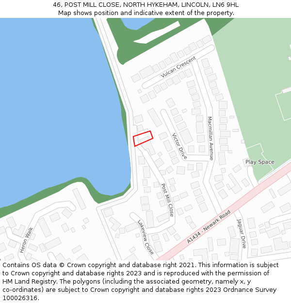 46, POST MILL CLOSE, NORTH HYKEHAM, LINCOLN, LN6 9HL: Location map and indicative extent of plot