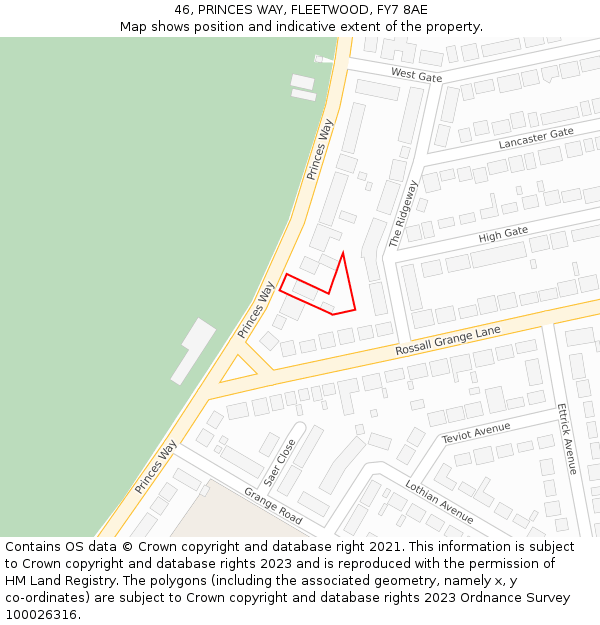 46, PRINCES WAY, FLEETWOOD, FY7 8AE: Location map and indicative extent of plot