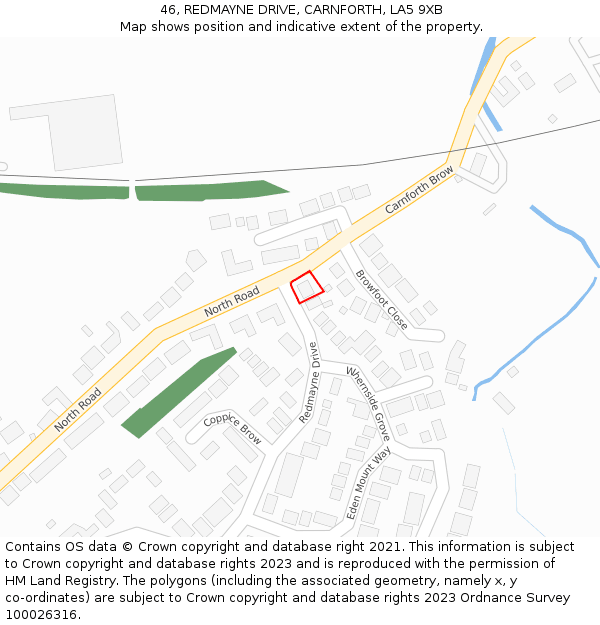 46, REDMAYNE DRIVE, CARNFORTH, LA5 9XB: Location map and indicative extent of plot