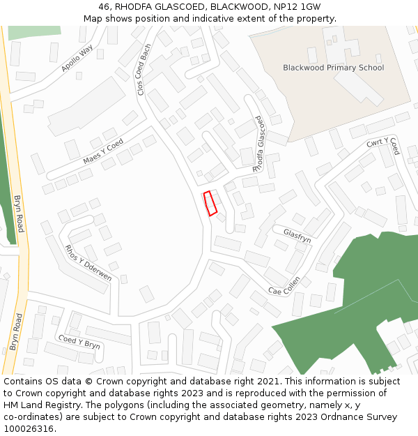 46, RHODFA GLASCOED, BLACKWOOD, NP12 1GW: Location map and indicative extent of plot