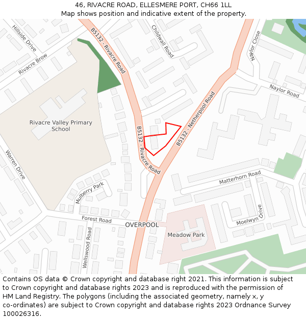 46, RIVACRE ROAD, ELLESMERE PORT, CH66 1LL: Location map and indicative extent of plot