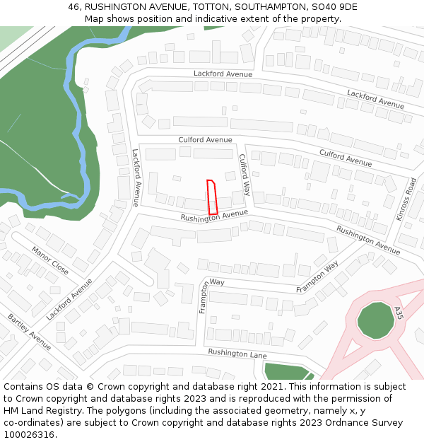 46, RUSHINGTON AVENUE, TOTTON, SOUTHAMPTON, SO40 9DE: Location map and indicative extent of plot