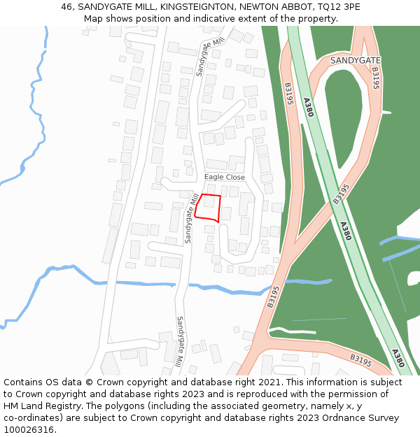 46, SANDYGATE MILL, KINGSTEIGNTON, NEWTON ABBOT, TQ12 3PE: Location map and indicative extent of plot