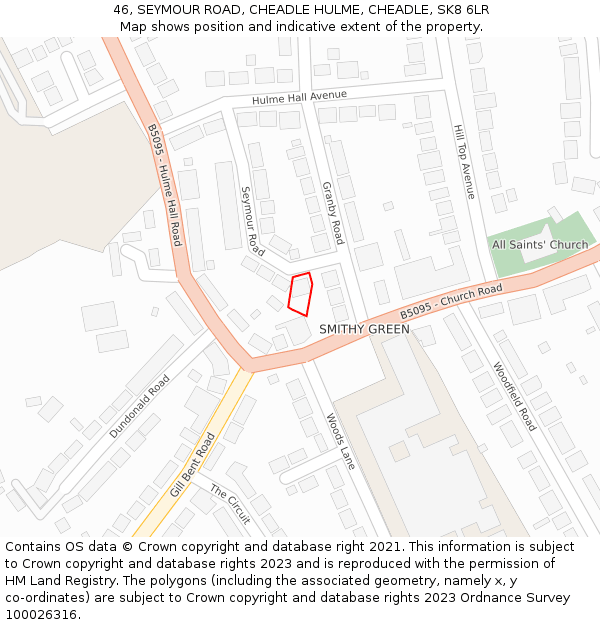46, SEYMOUR ROAD, CHEADLE HULME, CHEADLE, SK8 6LR: Location map and indicative extent of plot