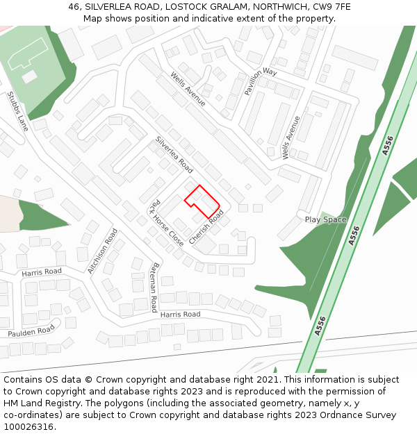 46, SILVERLEA ROAD, LOSTOCK GRALAM, NORTHWICH, CW9 7FE: Location map and indicative extent of plot
