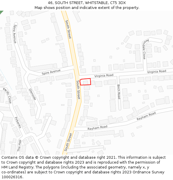 46, SOUTH STREET, WHITSTABLE, CT5 3DX: Location map and indicative extent of plot