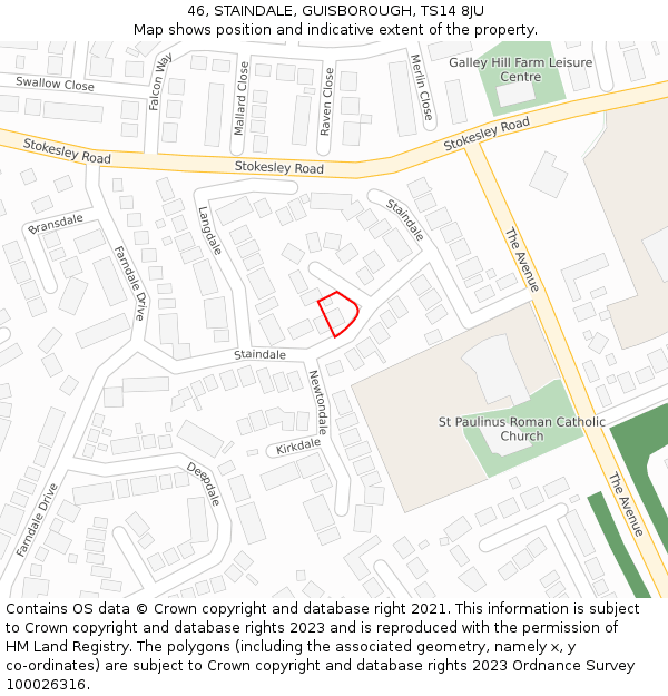 46, STAINDALE, GUISBOROUGH, TS14 8JU: Location map and indicative extent of plot