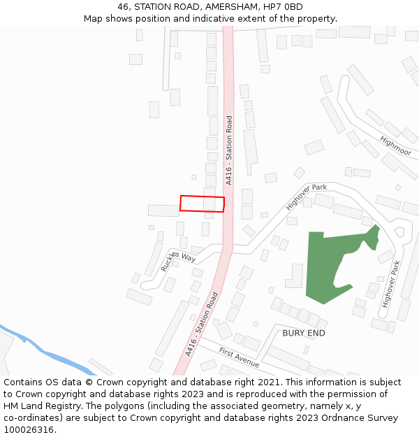 46, STATION ROAD, AMERSHAM, HP7 0BD: Location map and indicative extent of plot