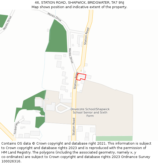 46, STATION ROAD, SHAPWICK, BRIDGWATER, TA7 9NJ: Location map and indicative extent of plot