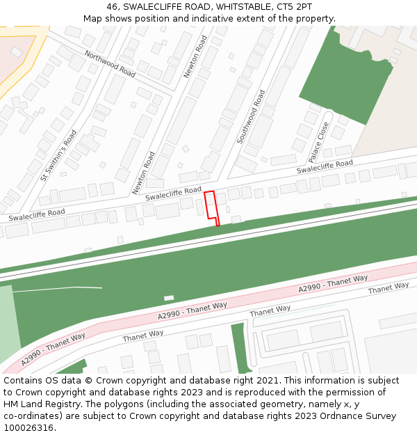 46, SWALECLIFFE ROAD, WHITSTABLE, CT5 2PT: Location map and indicative extent of plot