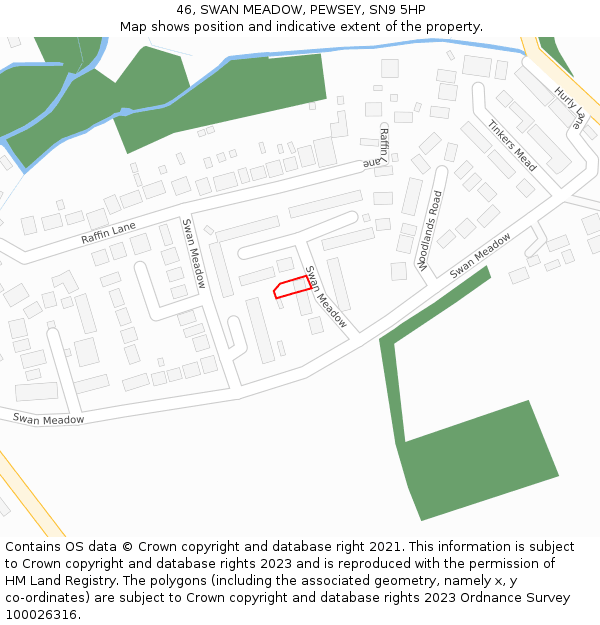 46, SWAN MEADOW, PEWSEY, SN9 5HP: Location map and indicative extent of plot