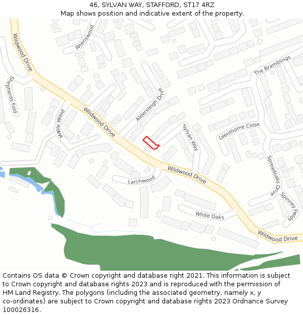 46, SYLVAN WAY, STAFFORD, ST17 4RZ: Location map and indicative extent of plot