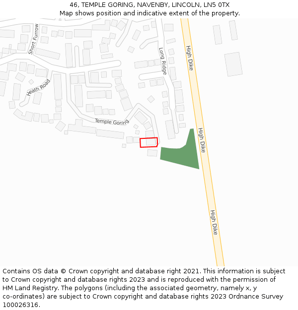 46, TEMPLE GORING, NAVENBY, LINCOLN, LN5 0TX: Location map and indicative extent of plot