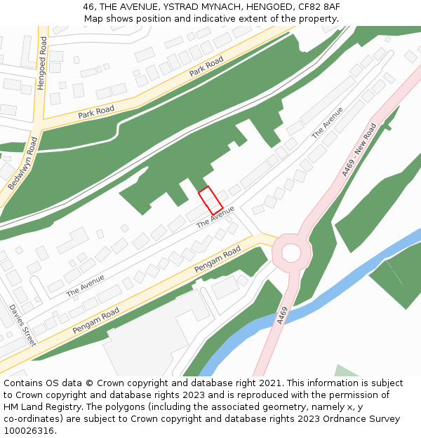 46, THE AVENUE, YSTRAD MYNACH, HENGOED, CF82 8AF: Location map and indicative extent of plot