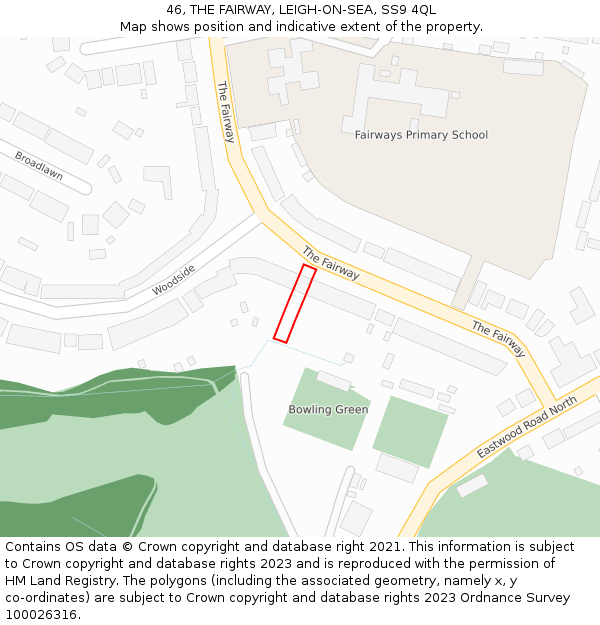 46, THE FAIRWAY, LEIGH-ON-SEA, SS9 4QL: Location map and indicative extent of plot