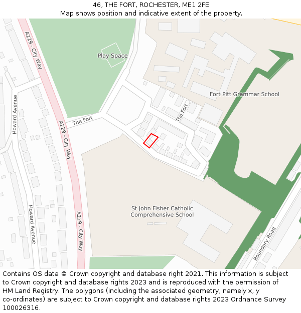 46, THE FORT, ROCHESTER, ME1 2FE: Location map and indicative extent of plot