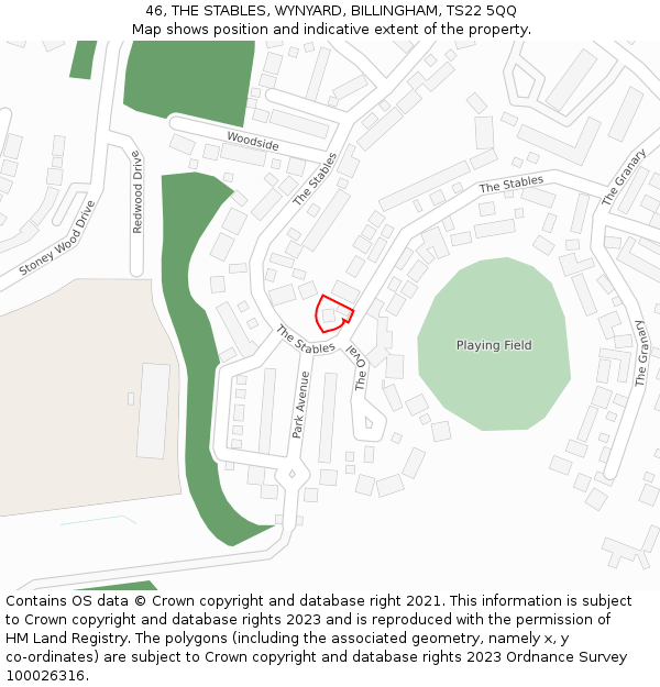 46, THE STABLES, WYNYARD, BILLINGHAM, TS22 5QQ: Location map and indicative extent of plot