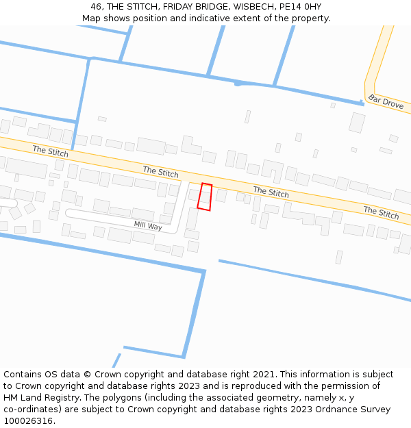 46, THE STITCH, FRIDAY BRIDGE, WISBECH, PE14 0HY: Location map and indicative extent of plot