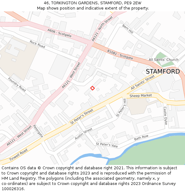 46, TORKINGTON GARDENS, STAMFORD, PE9 2EW: Location map and indicative extent of plot