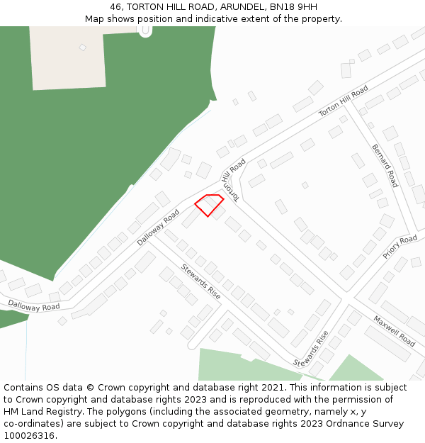 46, TORTON HILL ROAD, ARUNDEL, BN18 9HH: Location map and indicative extent of plot