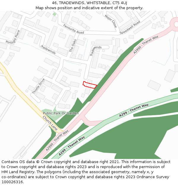 46, TRADEWINDS, WHITSTABLE, CT5 4UJ: Location map and indicative extent of plot