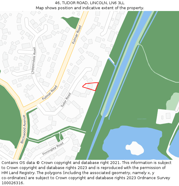 46, TUDOR ROAD, LINCOLN, LN6 3LL: Location map and indicative extent of plot