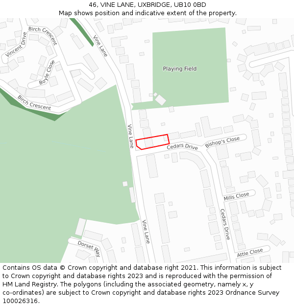 46, VINE LANE, UXBRIDGE, UB10 0BD: Location map and indicative extent of plot