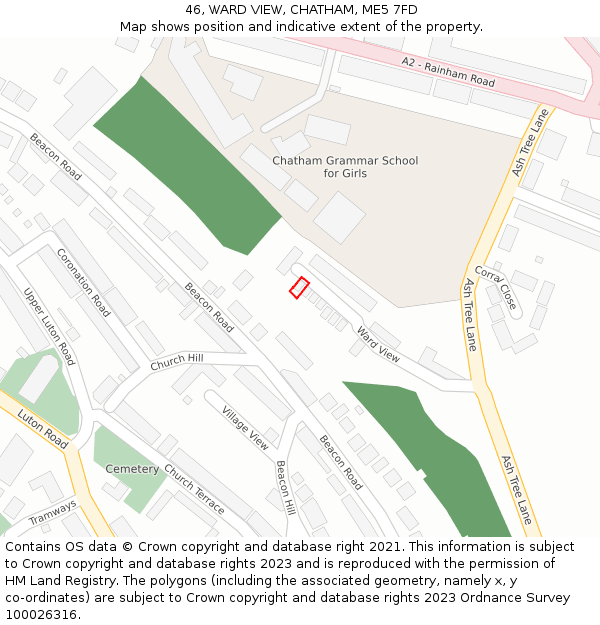 46, WARD VIEW, CHATHAM, ME5 7FD: Location map and indicative extent of plot