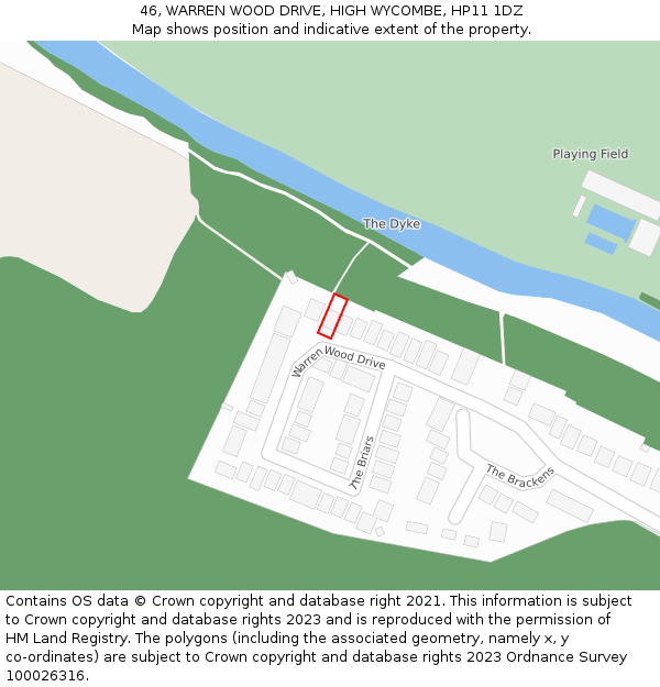 46, WARREN WOOD DRIVE, HIGH WYCOMBE, HP11 1DZ: Location map and indicative extent of plot