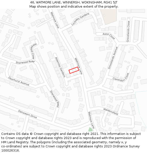 46, WATMORE LANE, WINNERSH, WOKINGHAM, RG41 5JT: Location map and indicative extent of plot