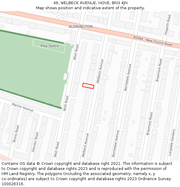 46, WELBECK AVENUE, HOVE, BN3 4JN: Location map and indicative extent of plot