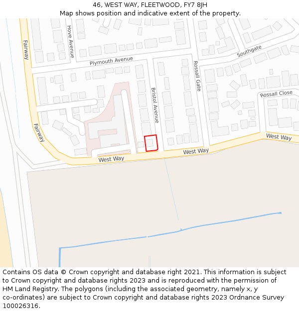 46, WEST WAY, FLEETWOOD, FY7 8JH: Location map and indicative extent of plot