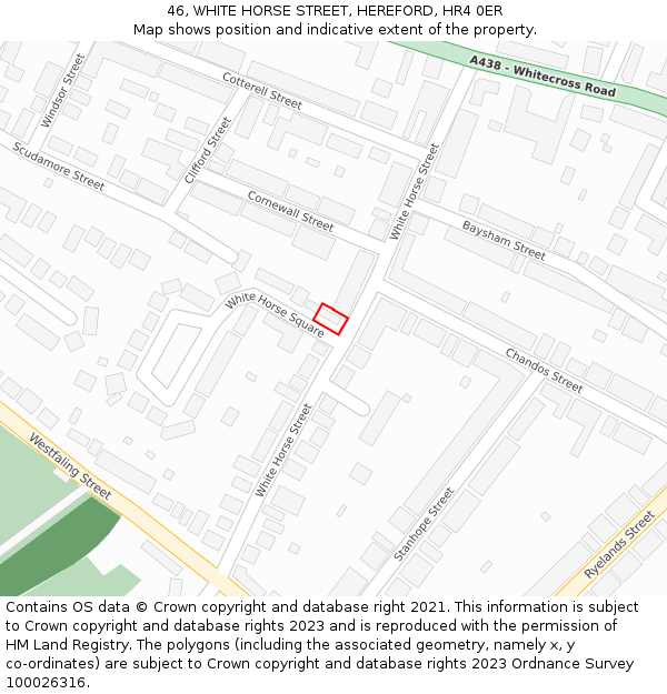 46, WHITE HORSE STREET, HEREFORD, HR4 0ER: Location map and indicative extent of plot