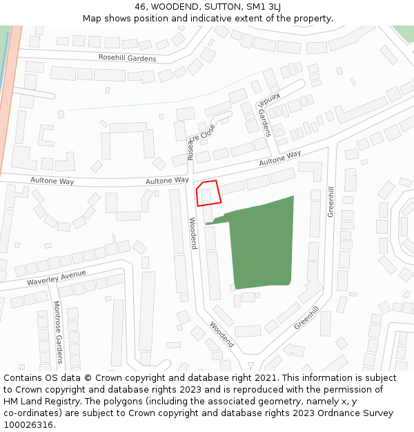 46, WOODEND, SUTTON, SM1 3LJ: Location map and indicative extent of plot