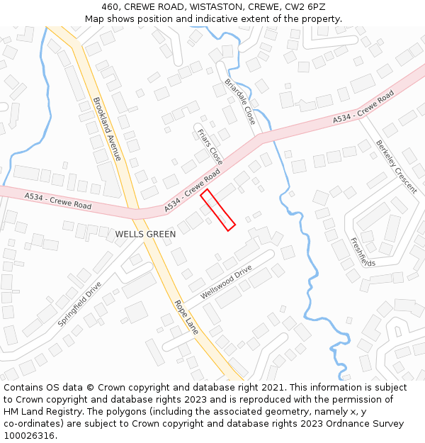 460, CREWE ROAD, WISTASTON, CREWE, CW2 6PZ: Location map and indicative extent of plot