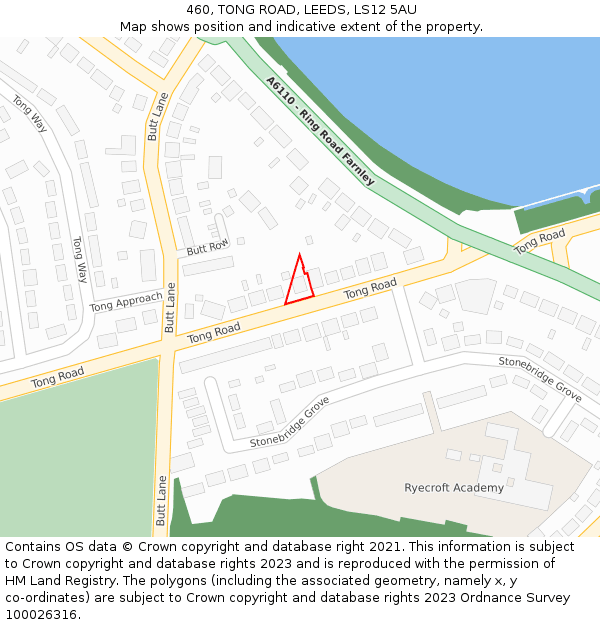 460, TONG ROAD, LEEDS, LS12 5AU: Location map and indicative extent of plot