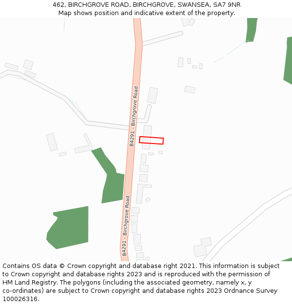 462, BIRCHGROVE ROAD, BIRCHGROVE, SWANSEA, SA7 9NR: Location map and indicative extent of plot