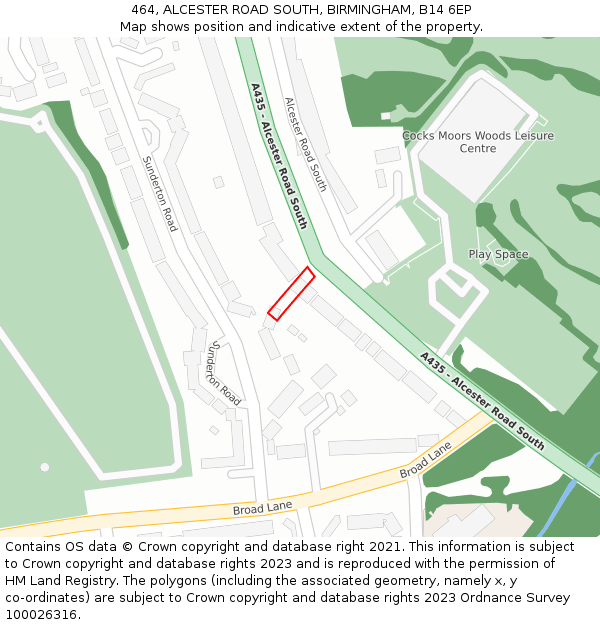 464, ALCESTER ROAD SOUTH, BIRMINGHAM, B14 6EP: Location map and indicative extent of plot