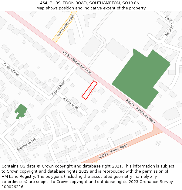 464, BURSLEDON ROAD, SOUTHAMPTON, SO19 8NH: Location map and indicative extent of plot