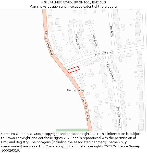464, FALMER ROAD, BRIGHTON, BN2 6LG: Location map and indicative extent of plot