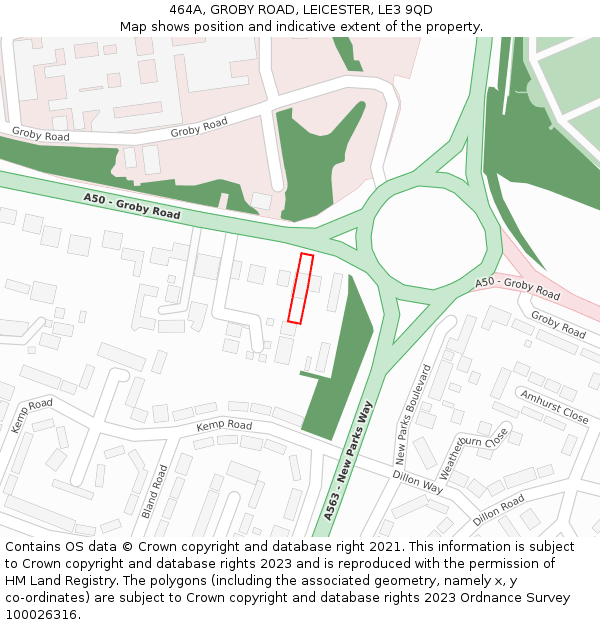 464A, GROBY ROAD, LEICESTER, LE3 9QD: Location map and indicative extent of plot