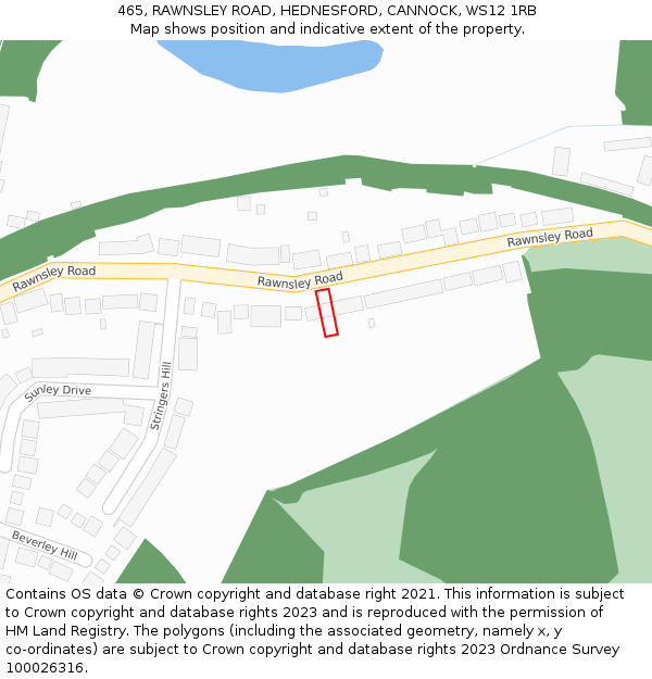 465, RAWNSLEY ROAD, HEDNESFORD, CANNOCK, WS12 1RB: Location map and indicative extent of plot