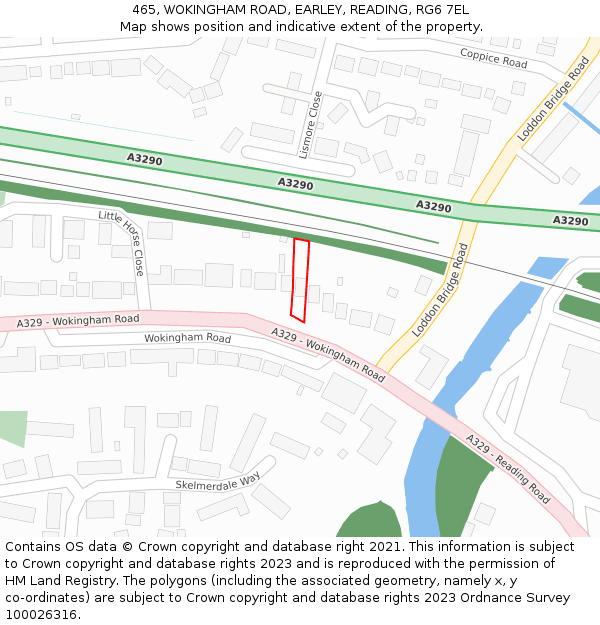 465, WOKINGHAM ROAD, EARLEY, READING, RG6 7EL: Location map and indicative extent of plot