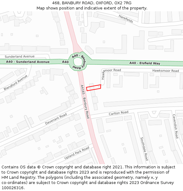 468, BANBURY ROAD, OXFORD, OX2 7RG: Location map and indicative extent of plot