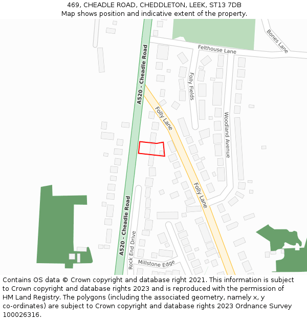 469, CHEADLE ROAD, CHEDDLETON, LEEK, ST13 7DB: Location map and indicative extent of plot